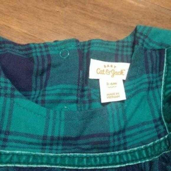 NWT Cat & Jack 3-6 Christmas laid holiday dress ruffle - Picture 2 of 3